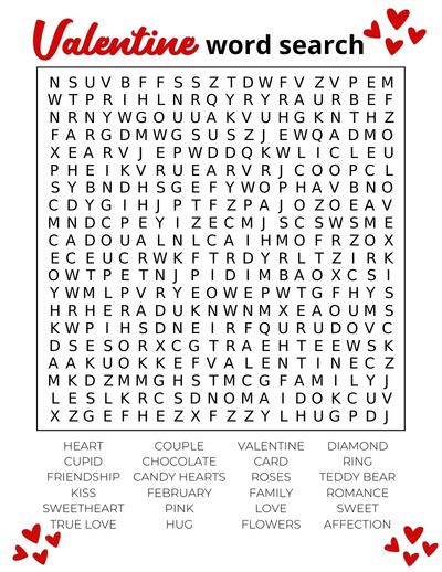 Free printable valentine word searches for kids