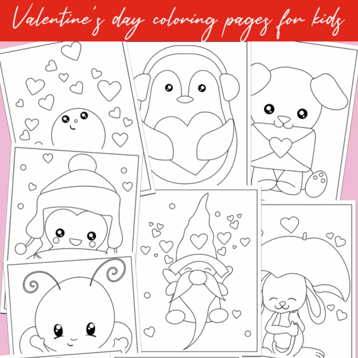 Cute animal coloring pages for valentines day