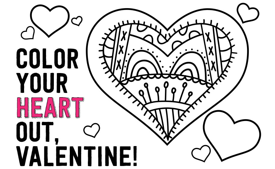 Color your heart out valentines day printable coloring page