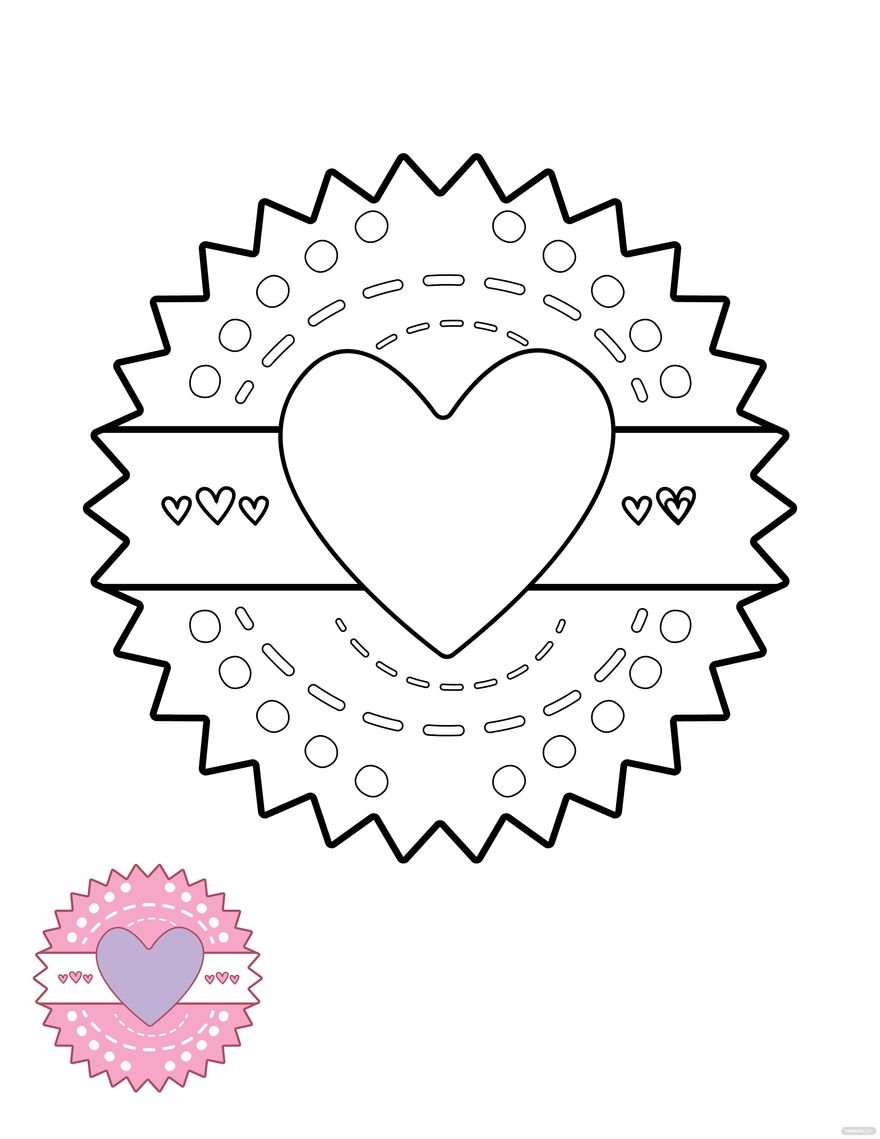 Free heart stamp coloring page