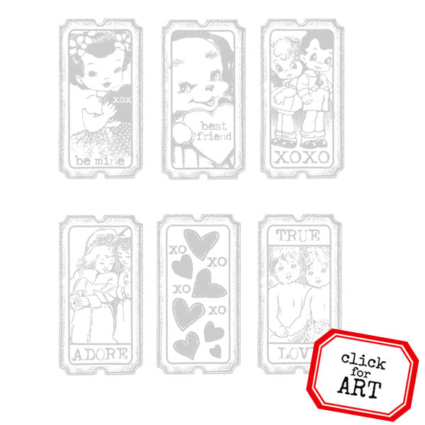 Valentine tiny tickets rubber stamp