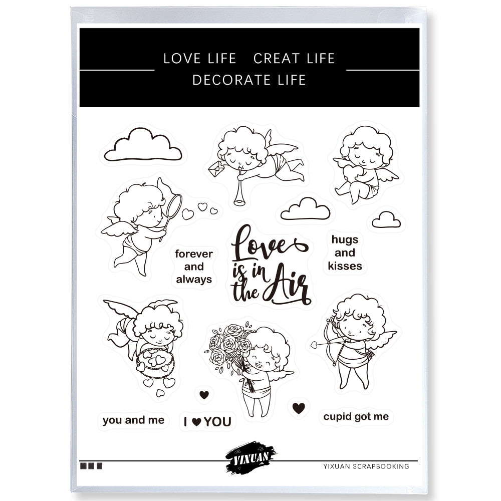 Cute love baby cupid and roses cutting dies and stamp set for valentin â
