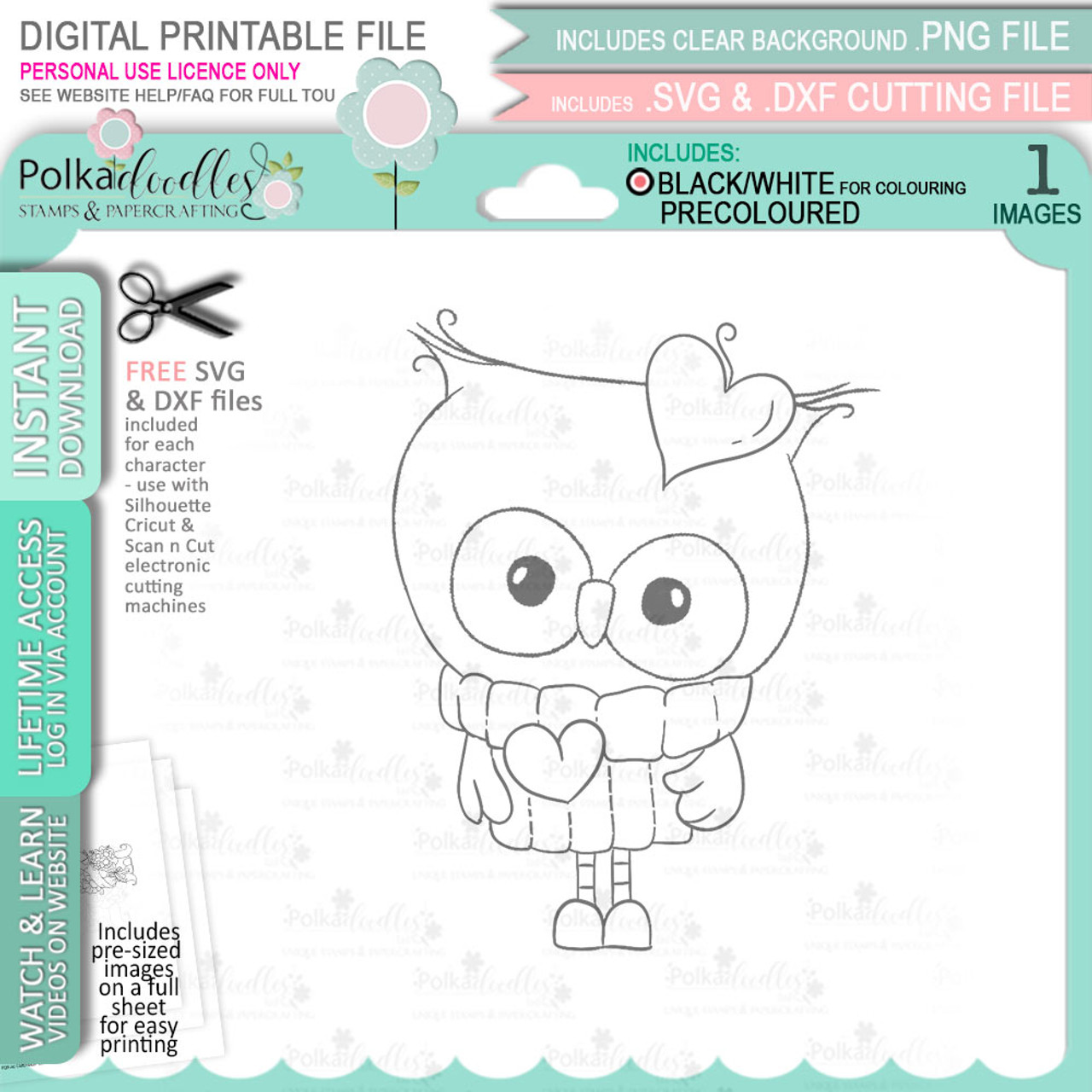 Love bird owl heart valentine