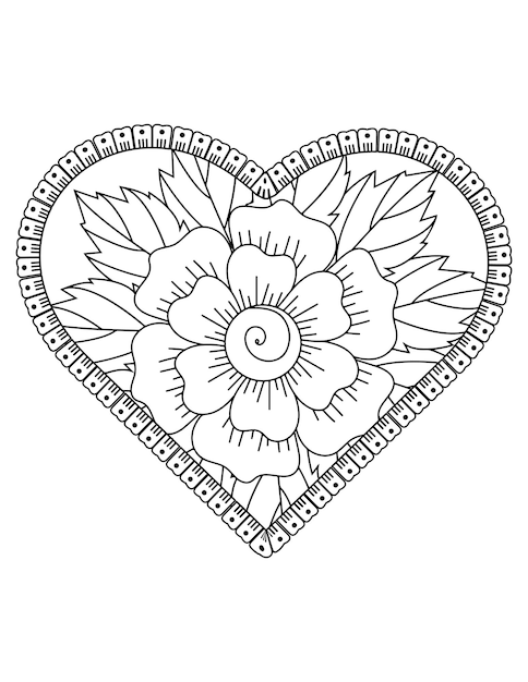 Premium vector heart coloring page for adult and kids love coloring vector valentine pattern design valentine