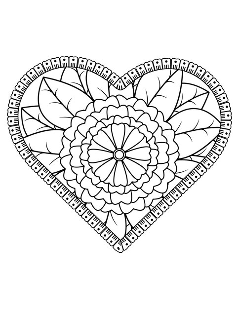 Premium vector heart coloring page for adult and kids love coloring vector valentine pattern design valentine