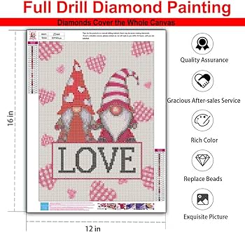 Eiazuiks valentines day diamond painting kits for adults d diy gnome diamond art kits love full drill diamond dots for gift wall decor gem arts x inch arts crafts