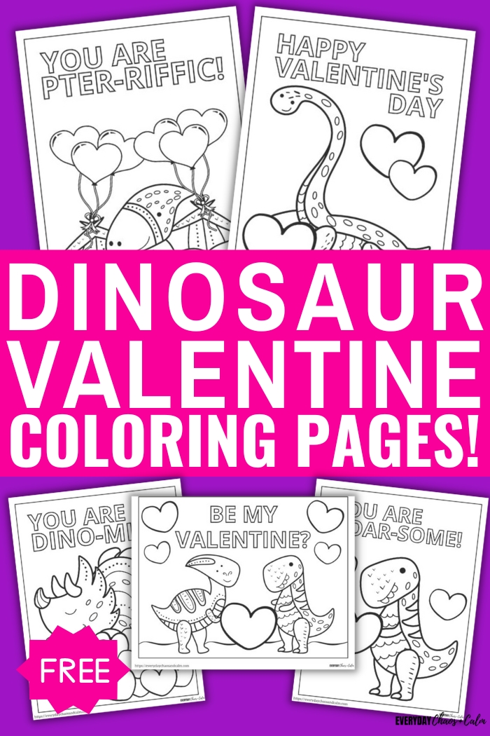 Free printable dinosaur valentine coloring pages