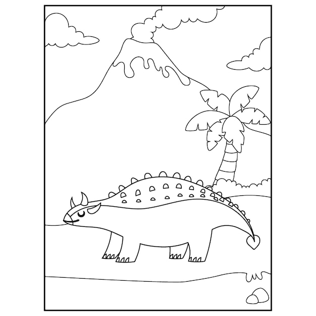 Premium vector dinosaur coloring pages for kids premium vector