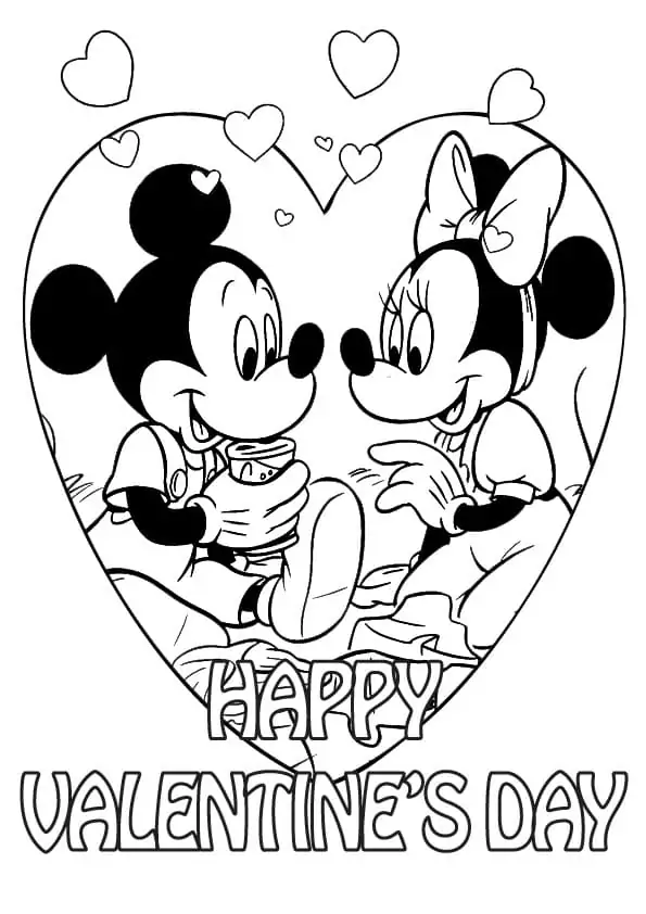 Disney valentine mickey mouse fãrbung seite