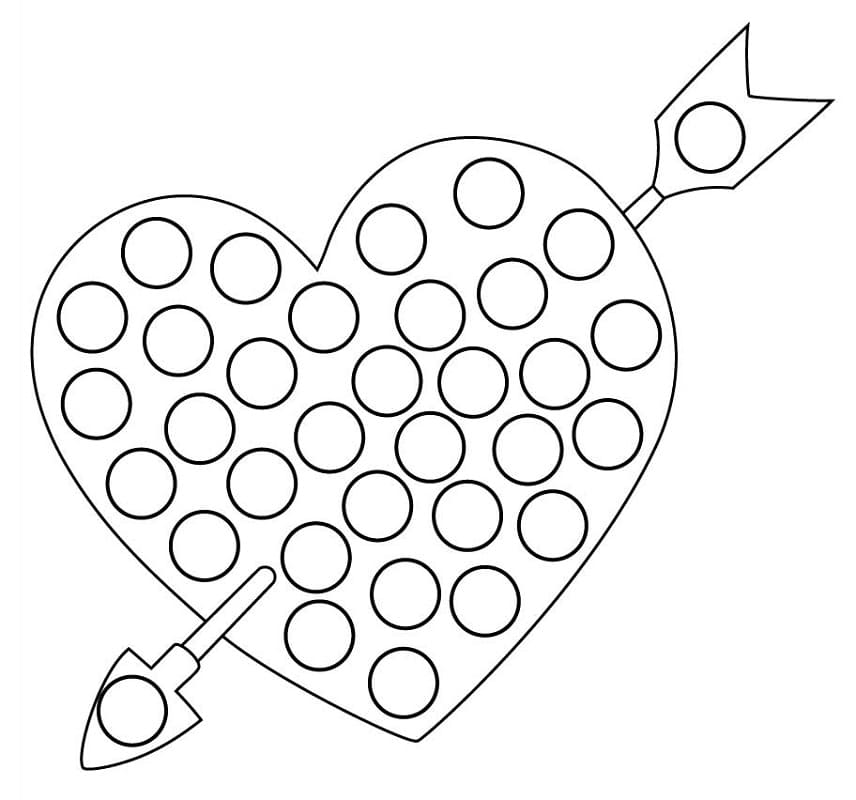 Valentine heart dot marker coloring page