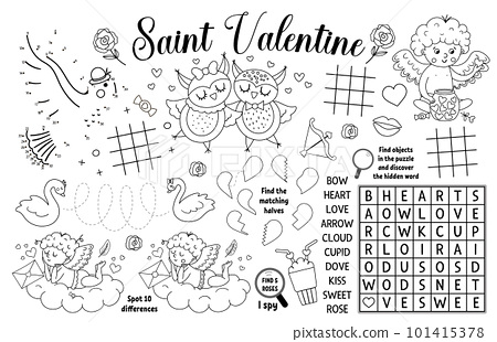 Vector saint valentine placemat for kids love