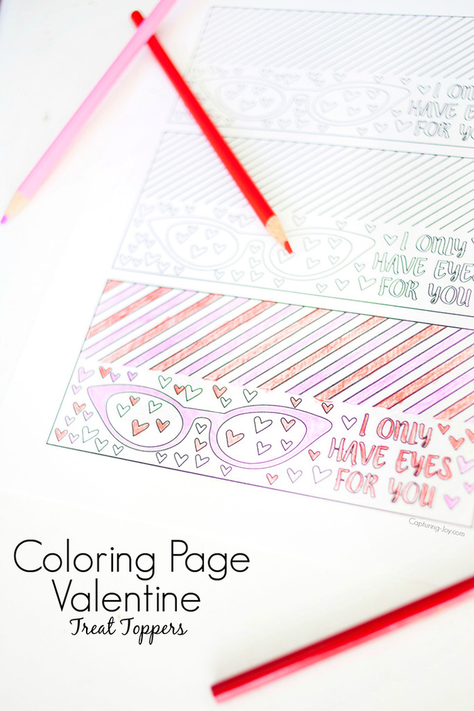 Valentine treat topper coloring page