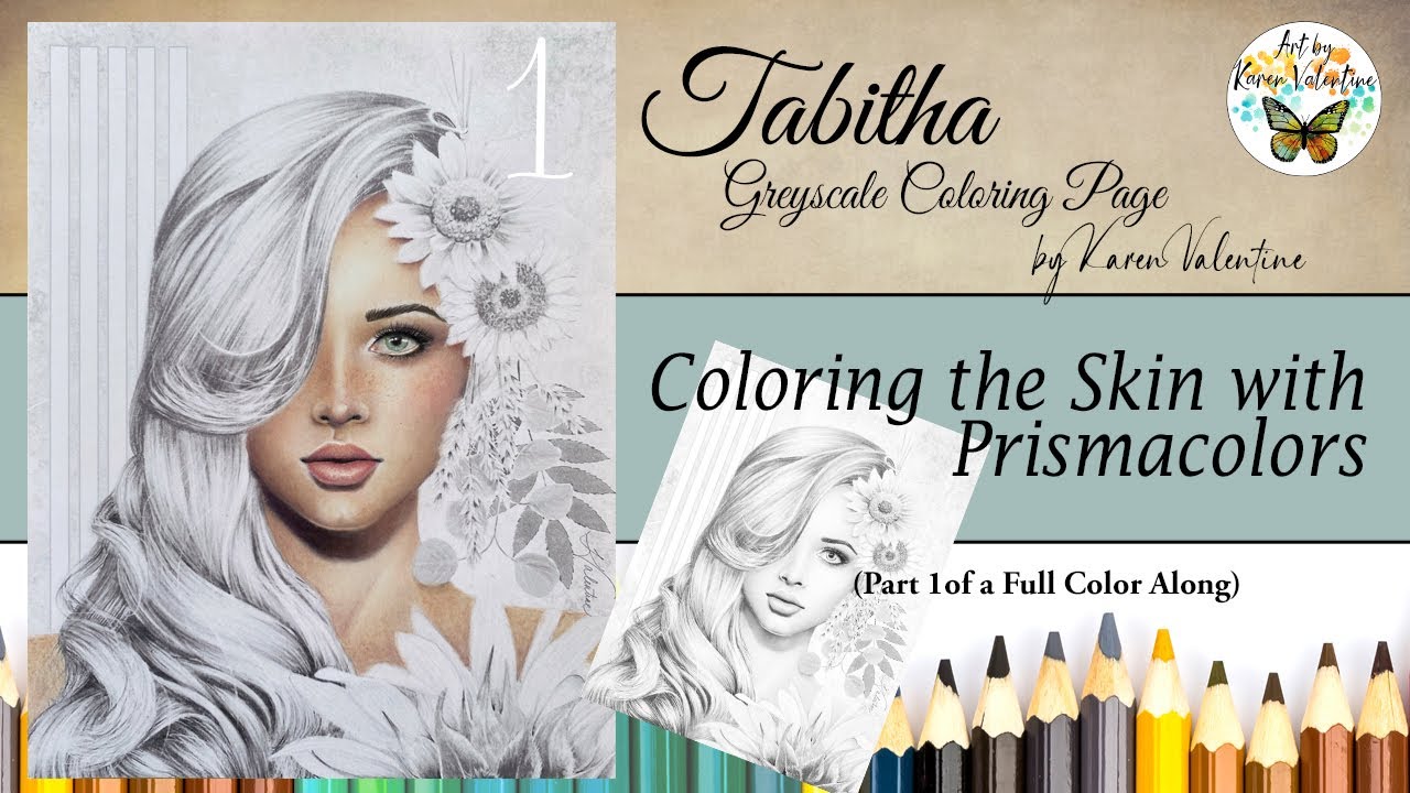 Tabitha greyscale coloring page part coloring skin with prismacolors