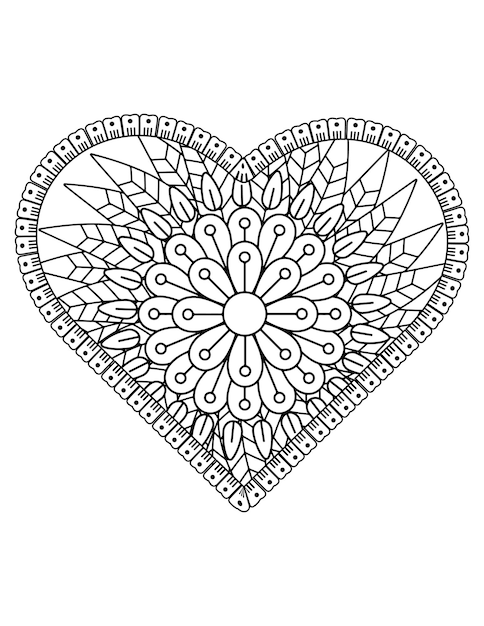 Premium vector heart coloring page for adult and kids love coloring vector valentine pattern design valentine