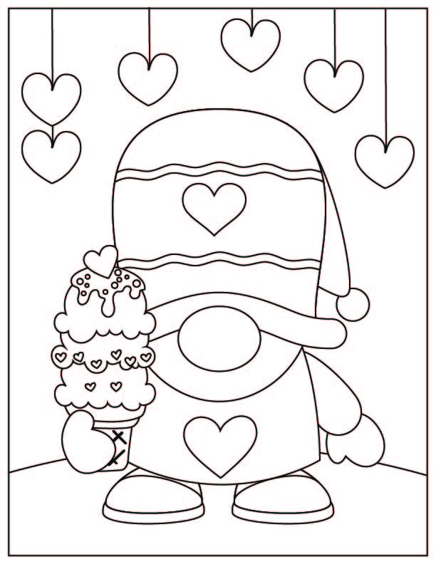 Valentines day gnome coloring pages free printable fairy garden diy