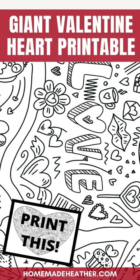 Giant valentine heart printable coloring page homemade heather