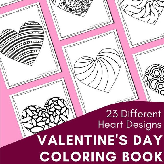 Intricate heart design coloring pages packet perfect for valentines day