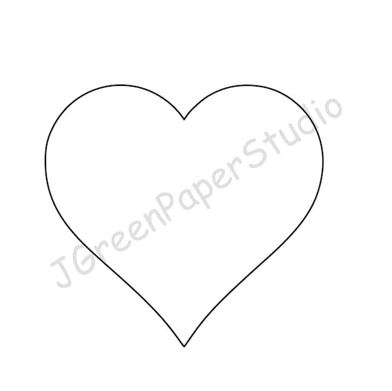 Printable heart template pdf digital download heart kids valentines coloring page kids crafts stencil inch heart scrapbooking diy crafts