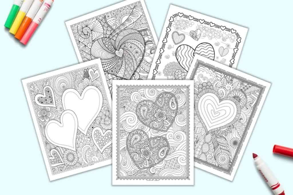 Free printable heart coloring sheets for valentines day