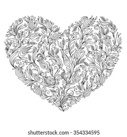 Coloring page flower heart st valentines stock vector royalty free