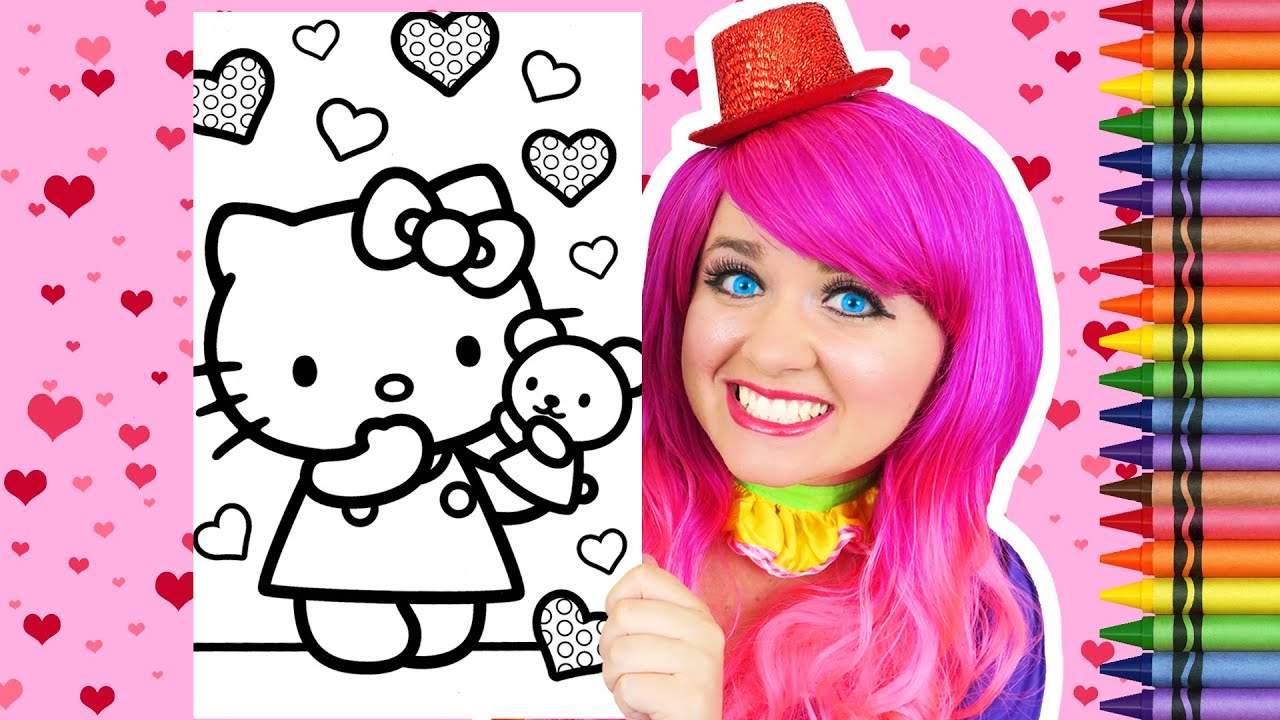 Coloring hello kitty hearts valentines day