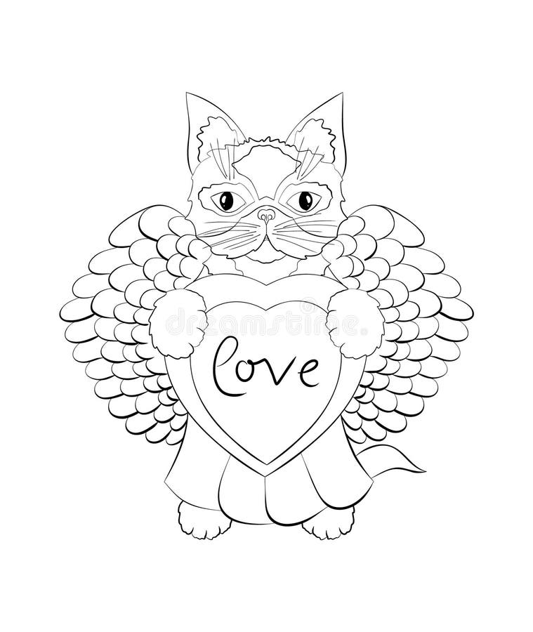 Cat heart coloring stock illustrations â cat heart coloring stock illustrations vectors clipart