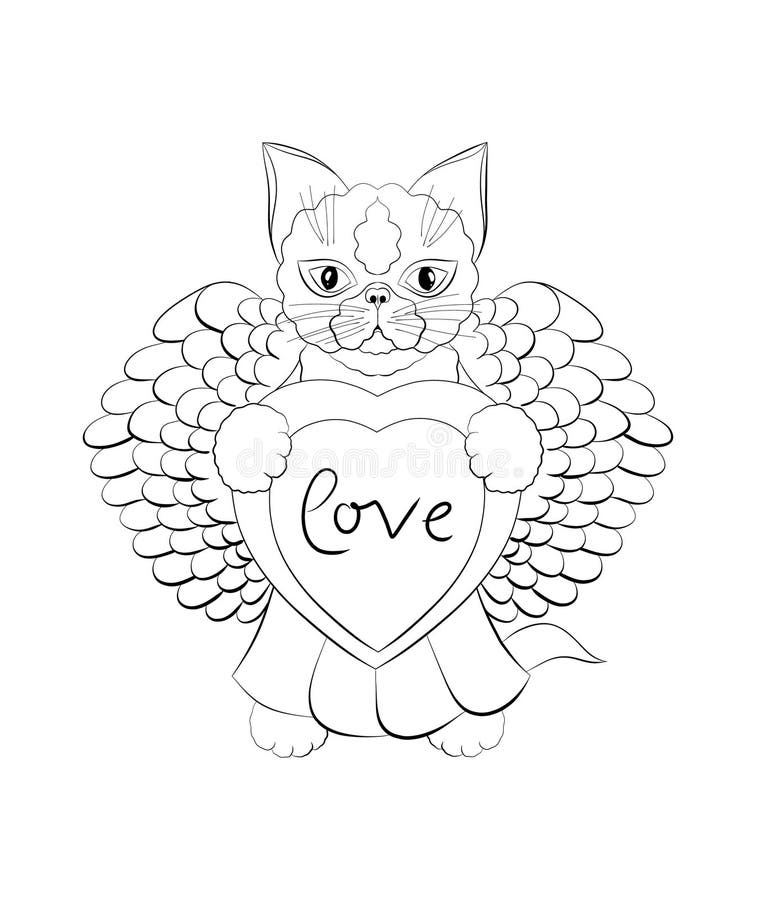 Cat heart coloring stock illustrations â cat heart coloring stock illustrations vectors clipart