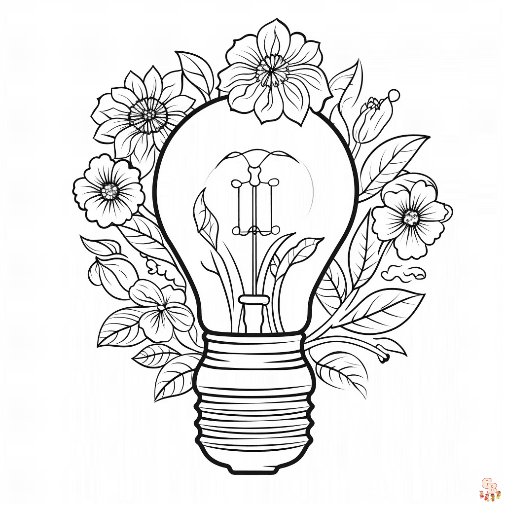 Printable light bulb coloring pages free for kids and adults