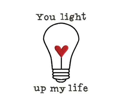 Valentine light bulb outline stitch machine embroidery design