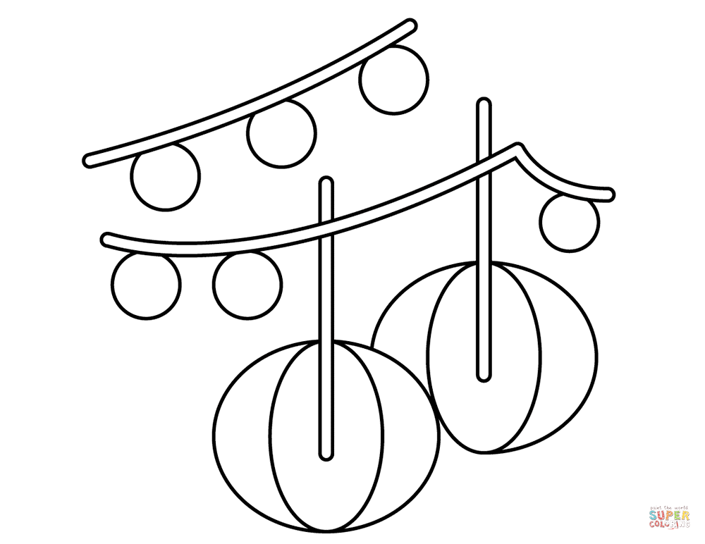 Valentines day decoration lantern balls coloring page free printable coloring pages