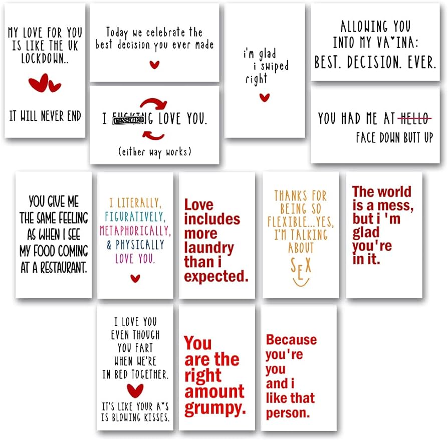 Pcs funny mini love notes cards anniversary cards with envelopes for valentines day him her husband wife boyfriend girlfriend lunch box notes card dlm office products