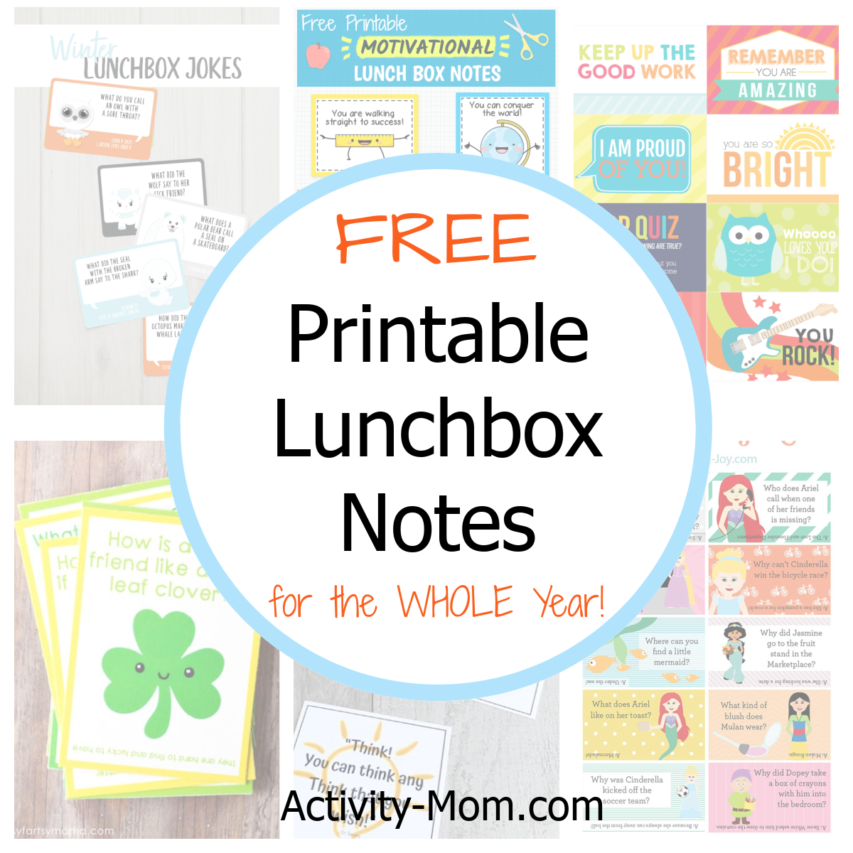 Free printable lunch box notes for the school year