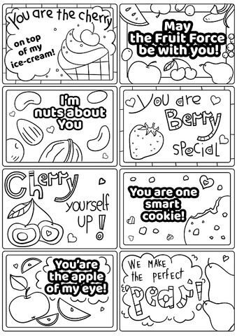 Printable lunch box notes with fruits free printable papercraft templates
