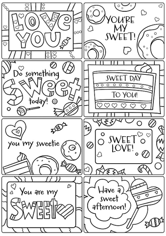 Sweet lunch box notes with candies free printable papercraft templates