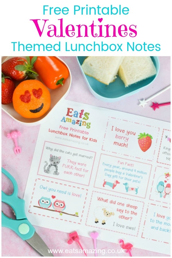 Free printable valentines lunch notes for kids