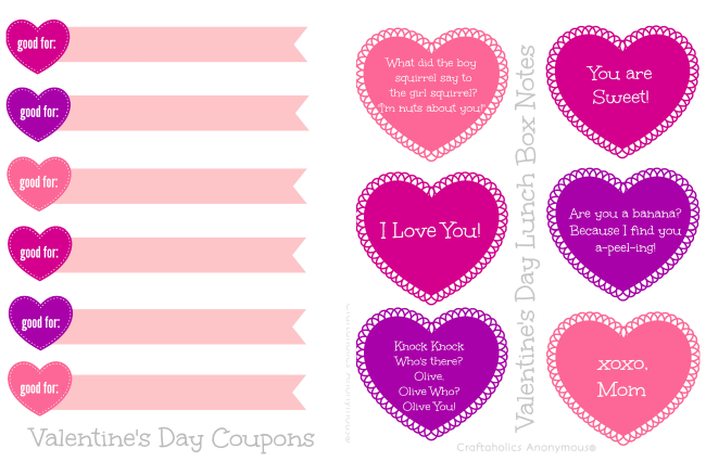 Craftaholics anonymous printable valentines day lunch box notes and jokes