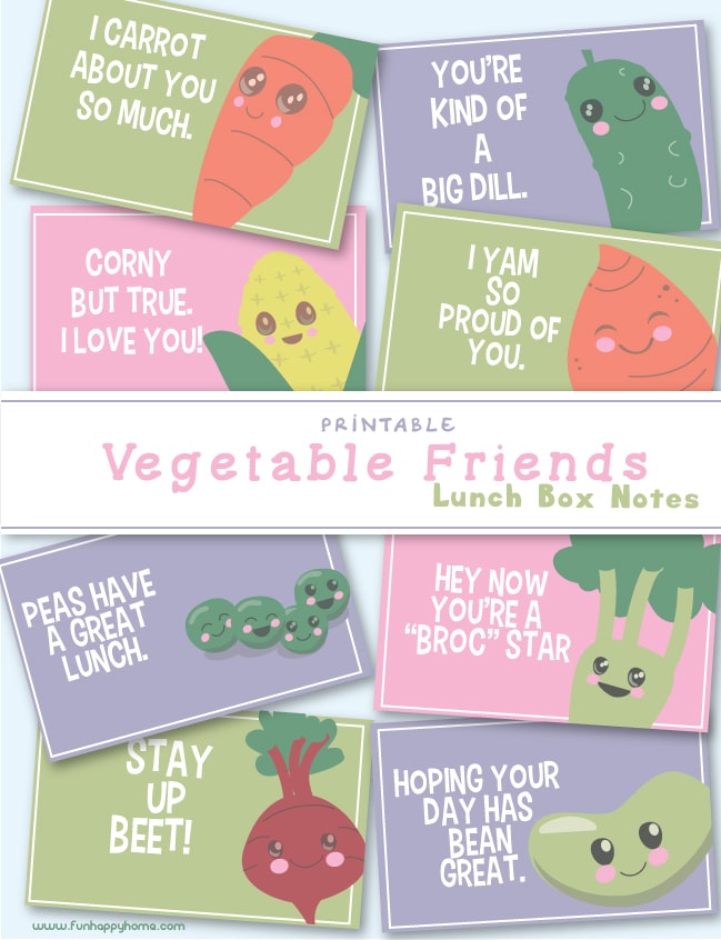 Free printable veggie lunchbox notes