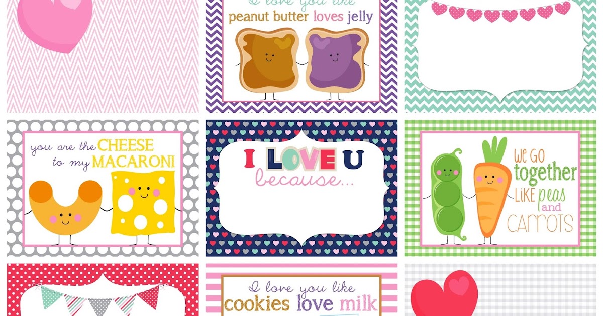 Printable valentines day lunch box notes