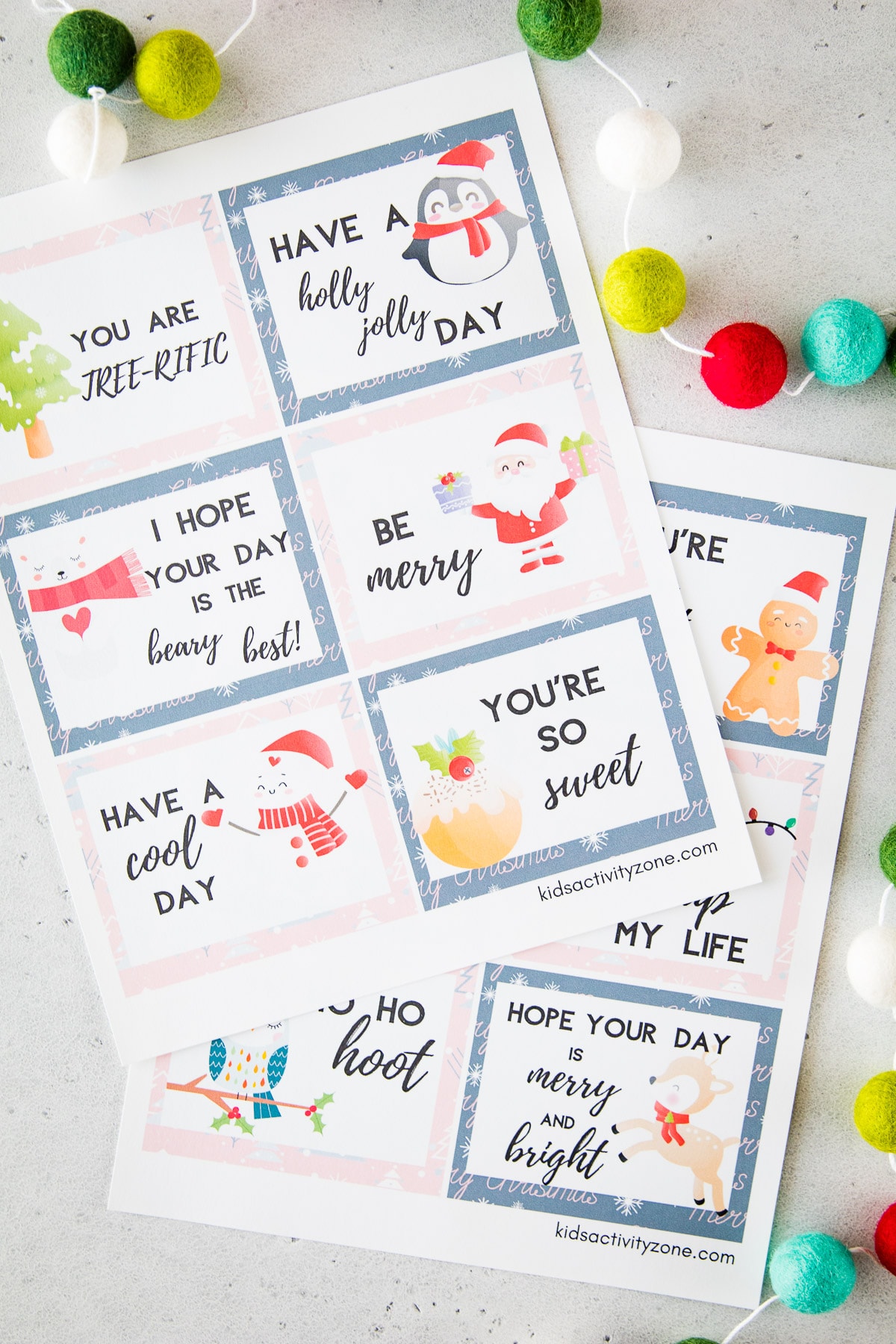 Christmas lunchbox notes