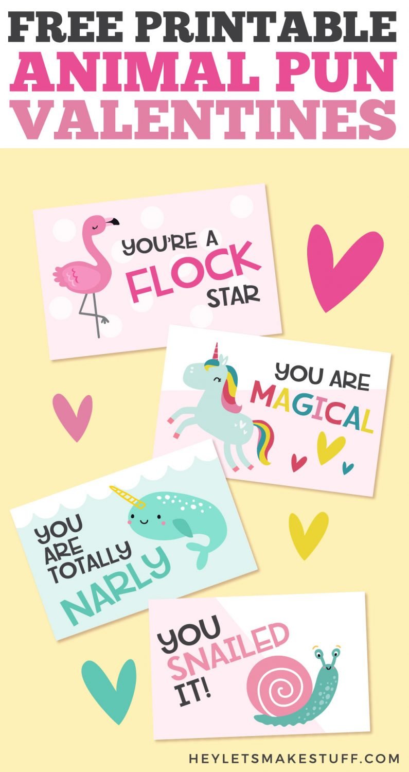 Free printable animal pun valentines lunch box notes