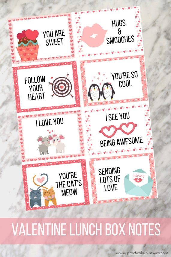 Printable valentines day lunch box notes for kids love notes motivational cds back to school first day of school digital download