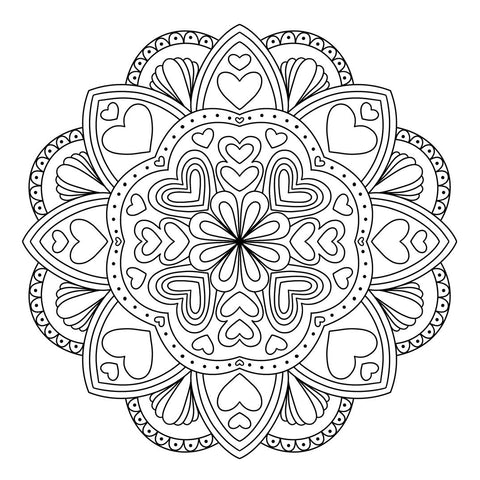 Mandala valentines day coloring page â faber