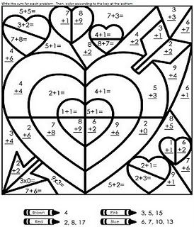 Free valentines day printables and worksheets from math valentines valentines school math coloring