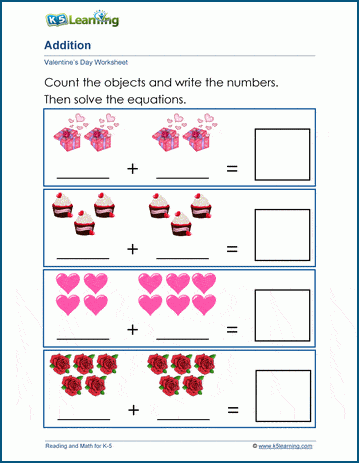 Valentines day math k learning