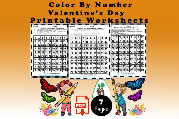 Color by number valentines day math worksheets