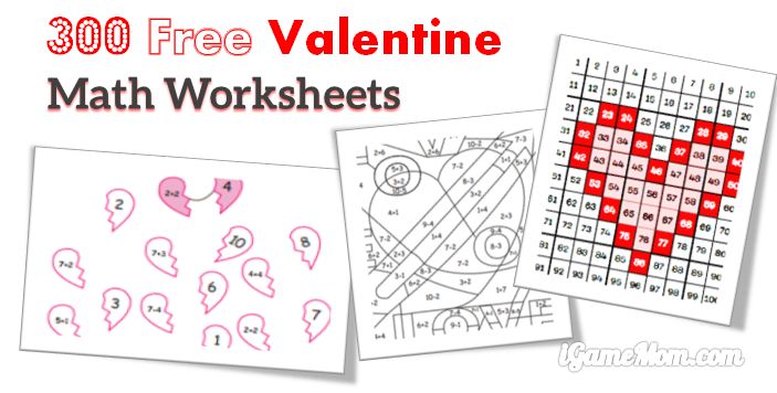 Free valentine math worksheets for kids