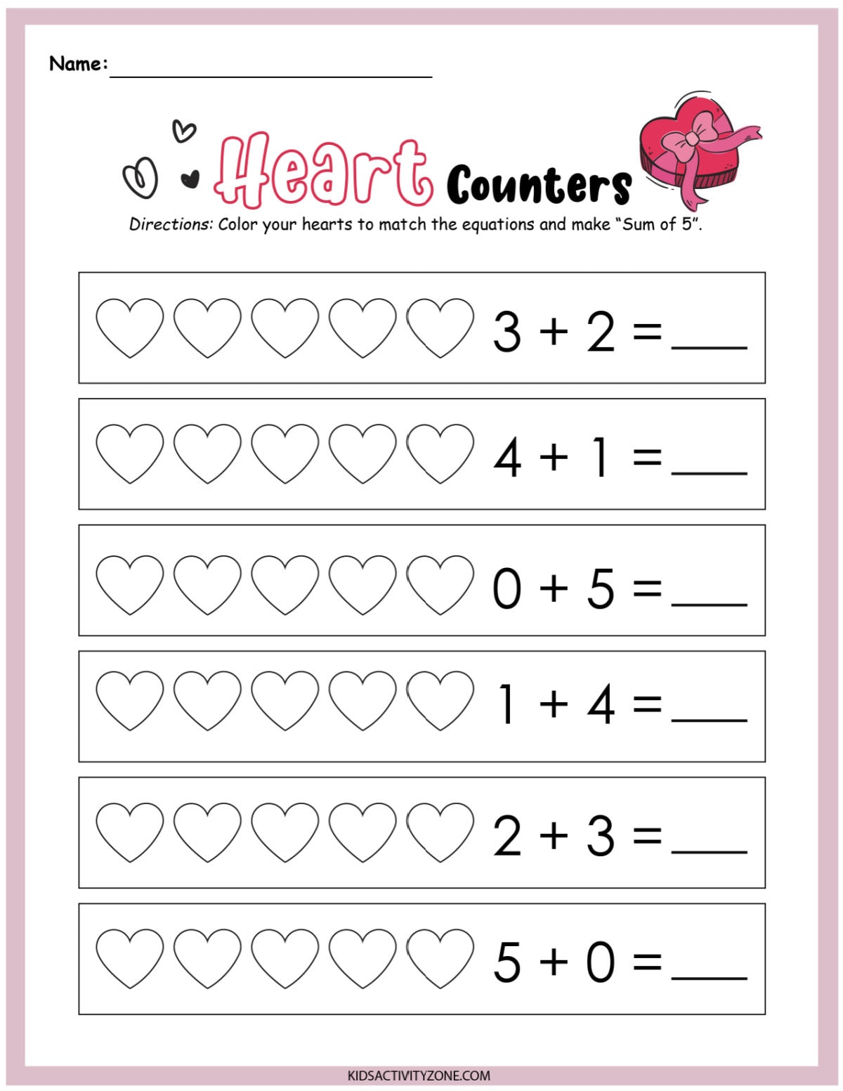 Valentines day math packet