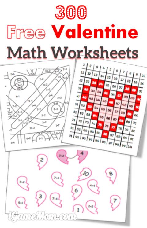 Free valentine math worksheets for kids