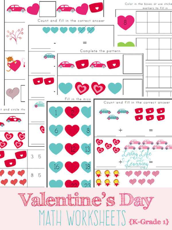Free valentines day math worksheets pack pages