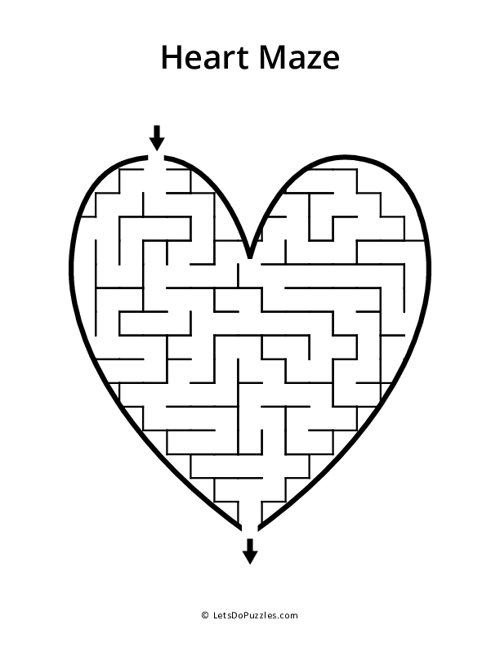 Valentine heart shape maze